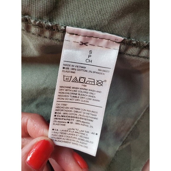 Old Navy‎ Jacket Womens Small Green Camo Print Long Sleeve Collared Button Front - Picture 10 of 10